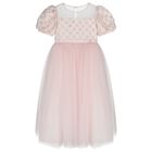 Girls Pink Sequin Tulle Dress, 1, hi-res