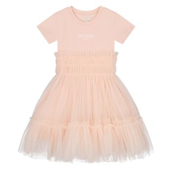 Girls Pink Logo Tulle Dress