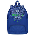 Younger Boys Blue Tiger Logo Backpack 27CM, 1, hi-res
