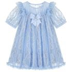 Girls Blue Embellished Tulle Dress, 2, hi-res