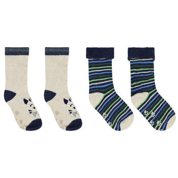 Baby Boys Blue Socks (2 Pairs)