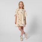 Girls Beige Logo Dress, 1, hi-res