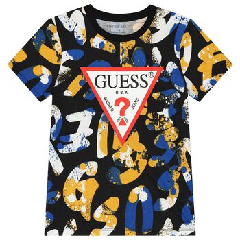 Guess Boys Black Logo T-Shirt, 1 Boys Black Logo T-Shirt