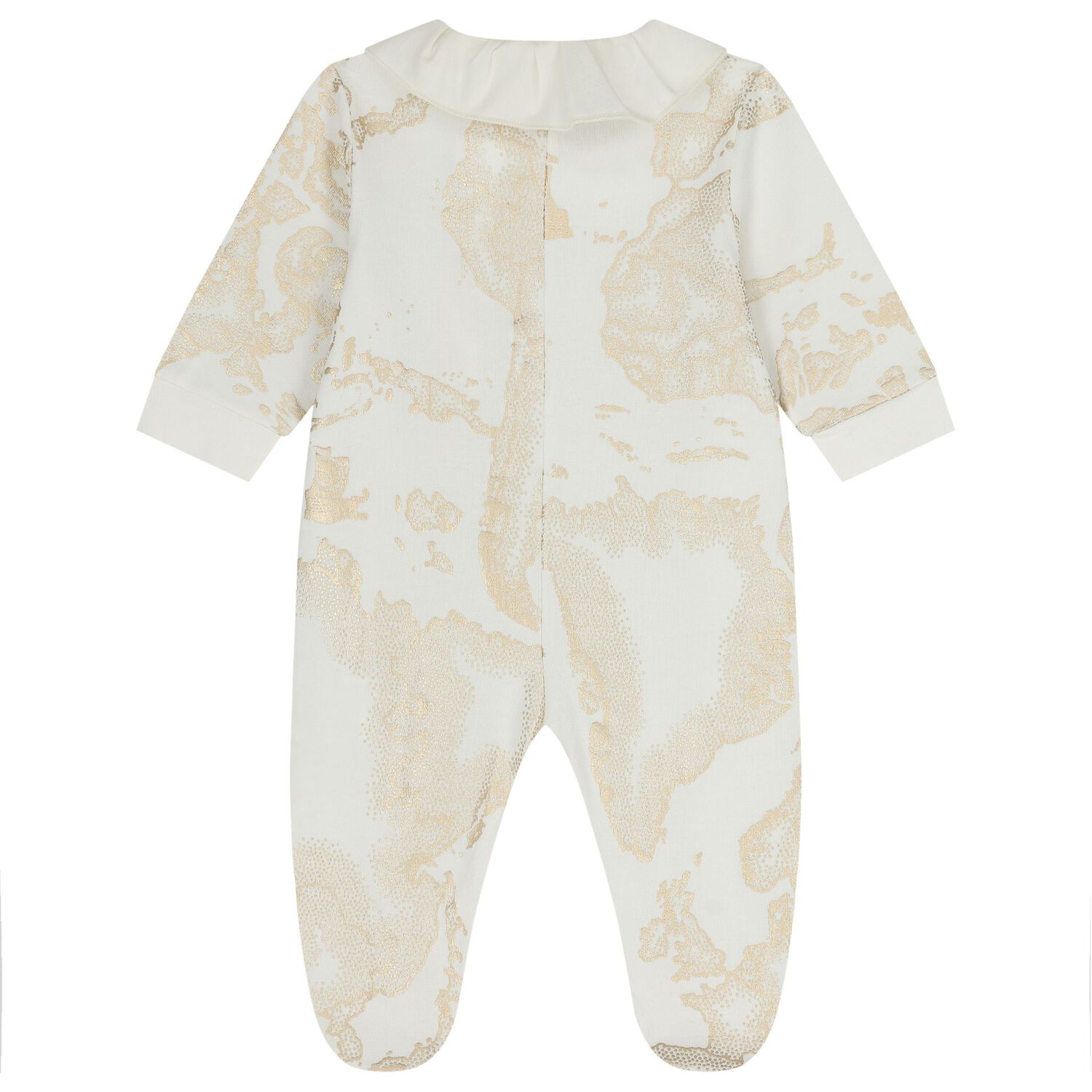 Baby Girls White & Gold Geo Map Babygrow, 1, hi-res