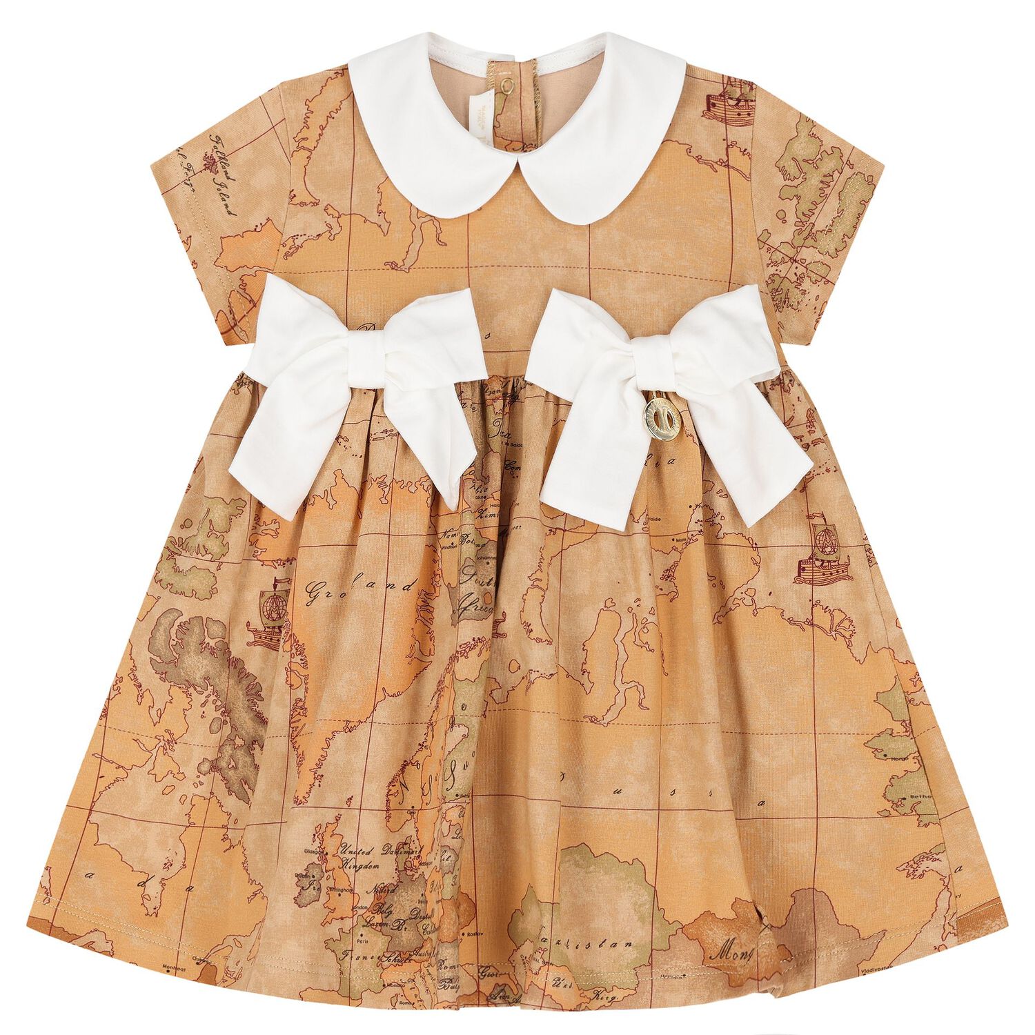 Younger Girls Beige Geo Map Dress Set, 2, hi-res image number null