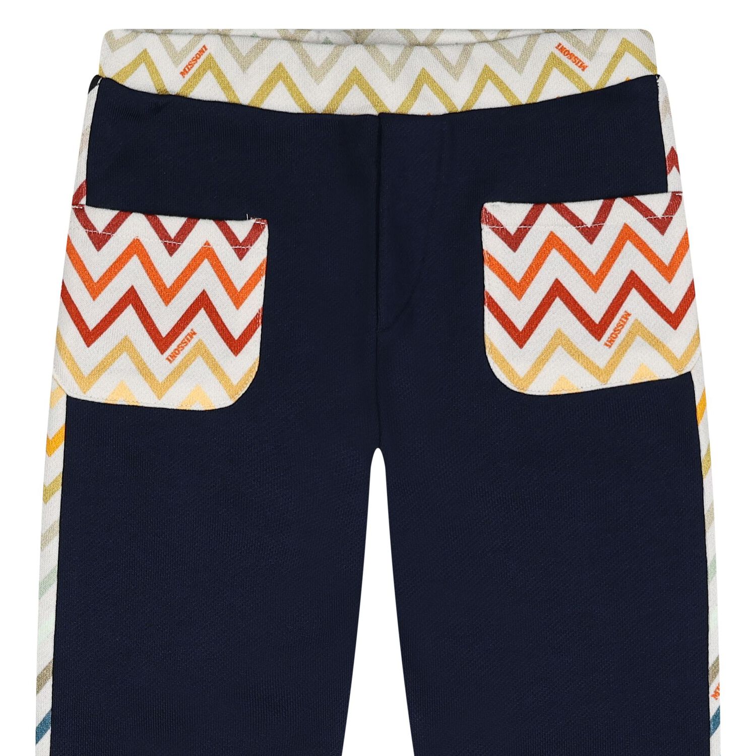 Younger Boys White & Navy Blue Zig Zag Joggers, 1, hi-res