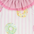 Girls White & Pink Striped Donuts Swimsuit, 1, hi-res