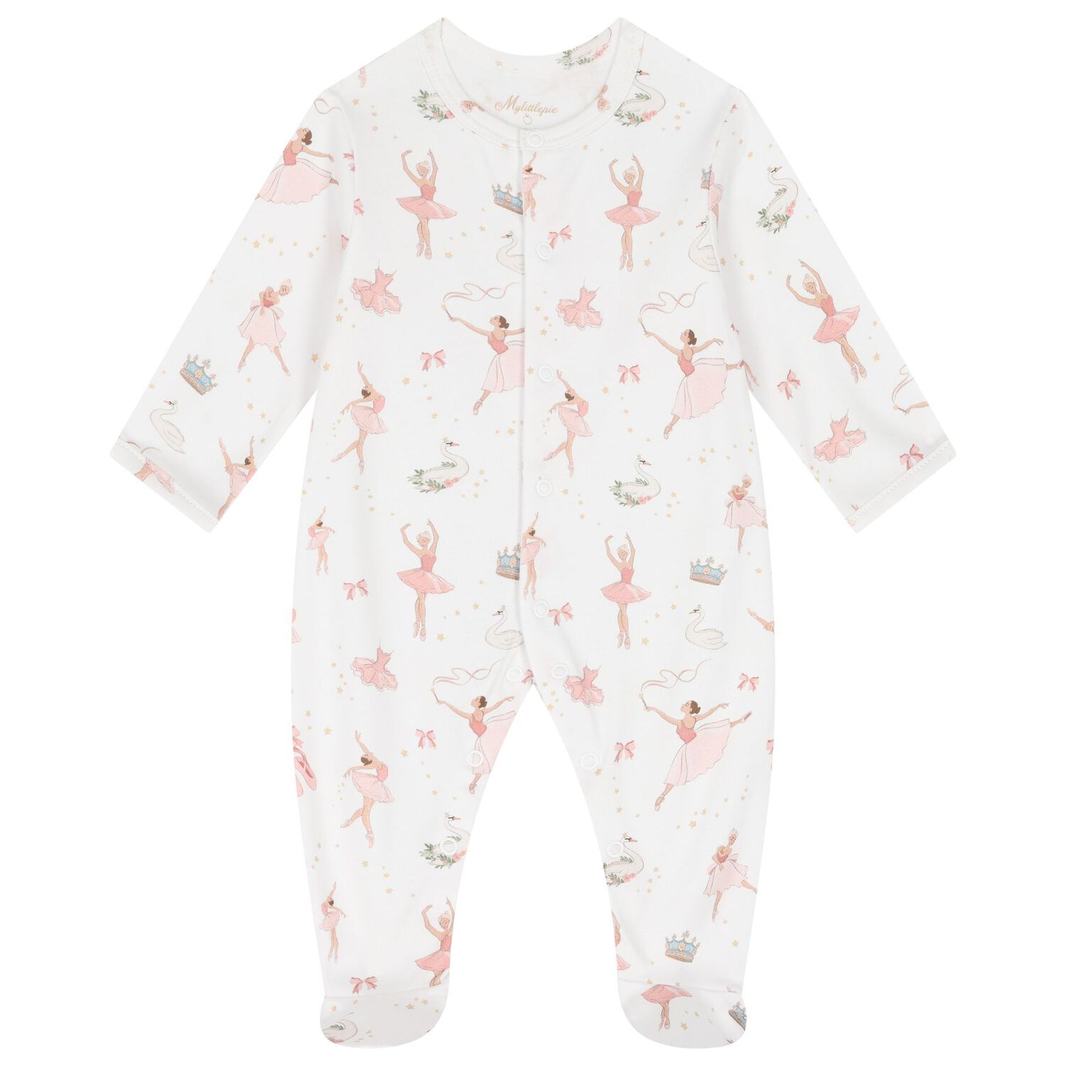 Baby Girls White & Pink Opera Babygrow Set, 1, hi-res image number null