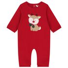 Baby Girls Red Reindeer Romper Set, 1, hi-res