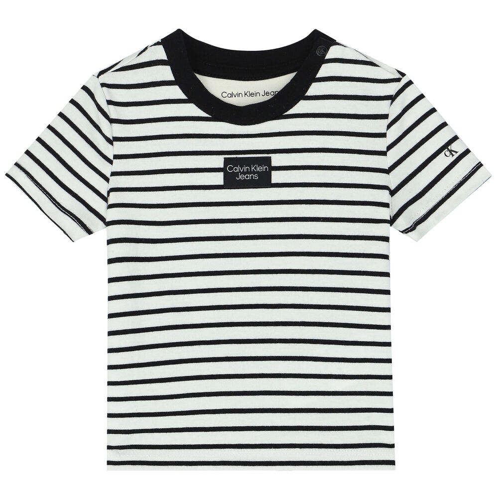 calvin klein black and white striped shirt