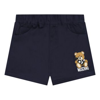 Younger Boys Navy Blue Teddy Bear Logo Shorts