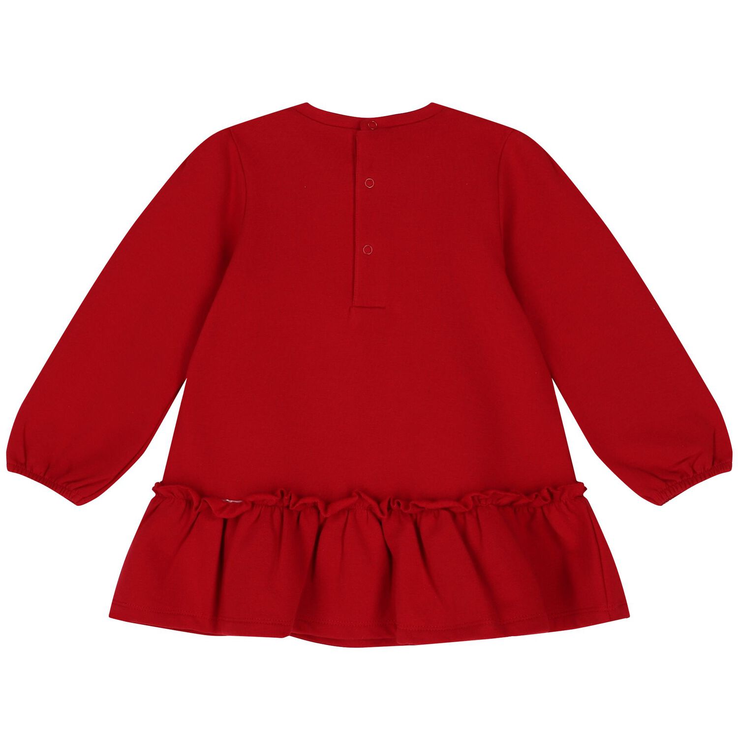 Younger Girls Red Cat Long Sleeve Dress, 2, hi-res