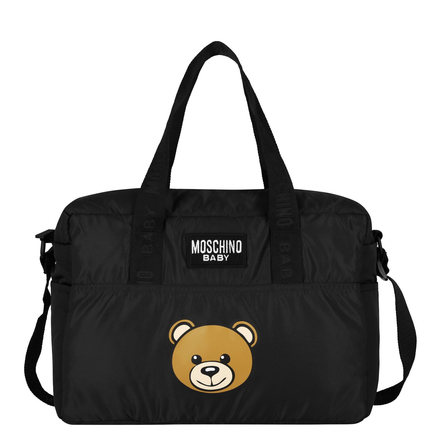 Black Teddy Bear Logo Baby Changing Bag, 2, hi-res image number null