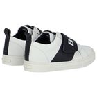 Boys White & Navy Blue Logo Trainers, 1, hi-res