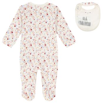 Baby Girls Ivory Logo Floral Babygrow Gift Set