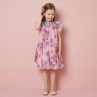Girls Pink & Purple Floral Tulle Dress, 1, hi-res