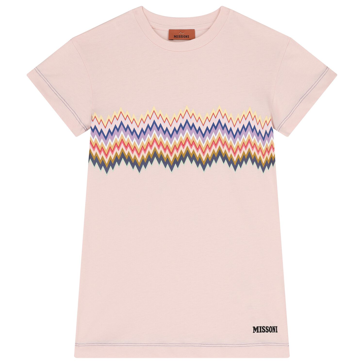 Girls Pink Zigzag Logo Dress, 1, hi-res