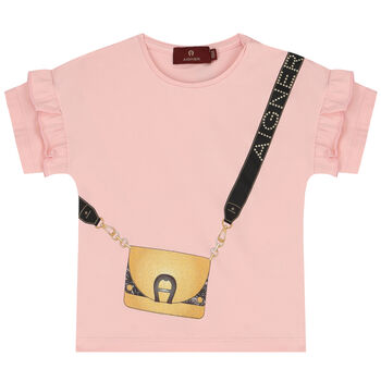 Younger Girls Pink Logo Bag T-Shirt