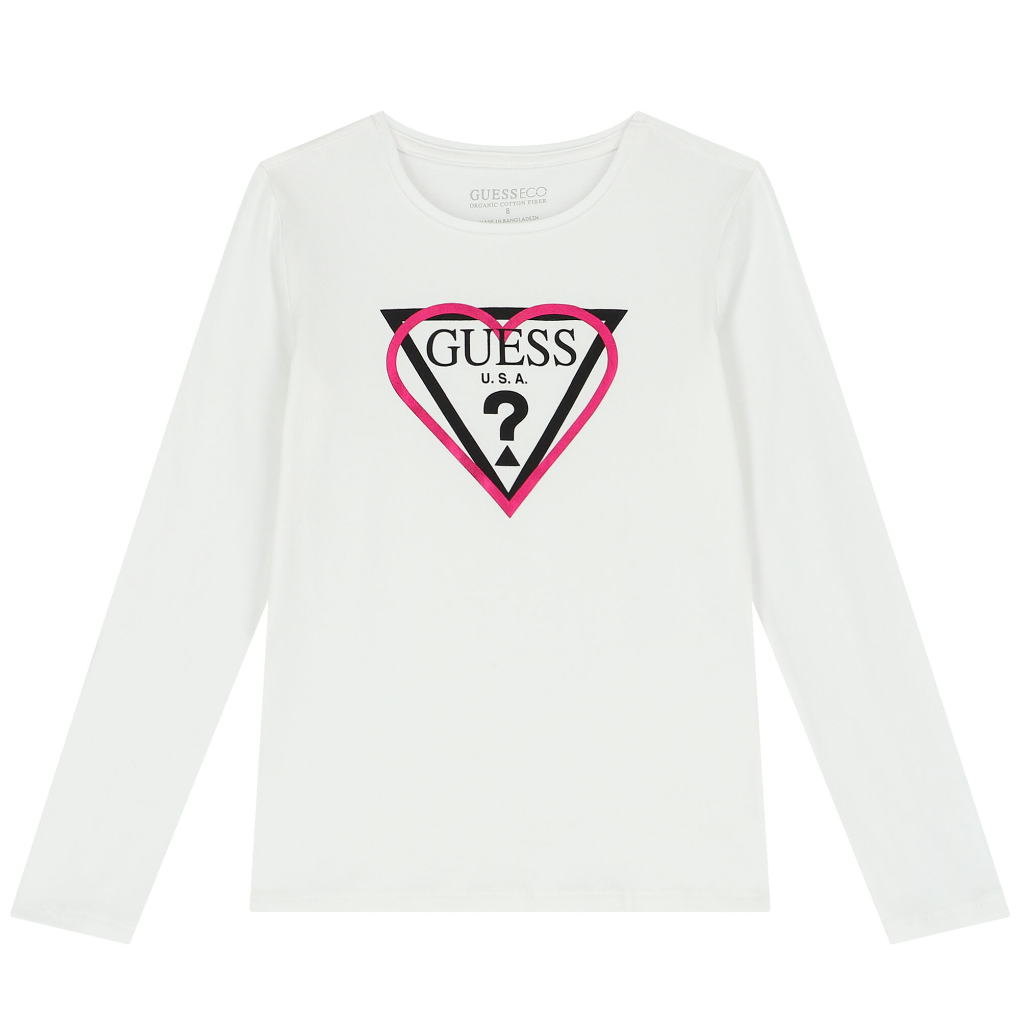 Guess Girls White Logo Long Sleeve Top Junior Couture UAE