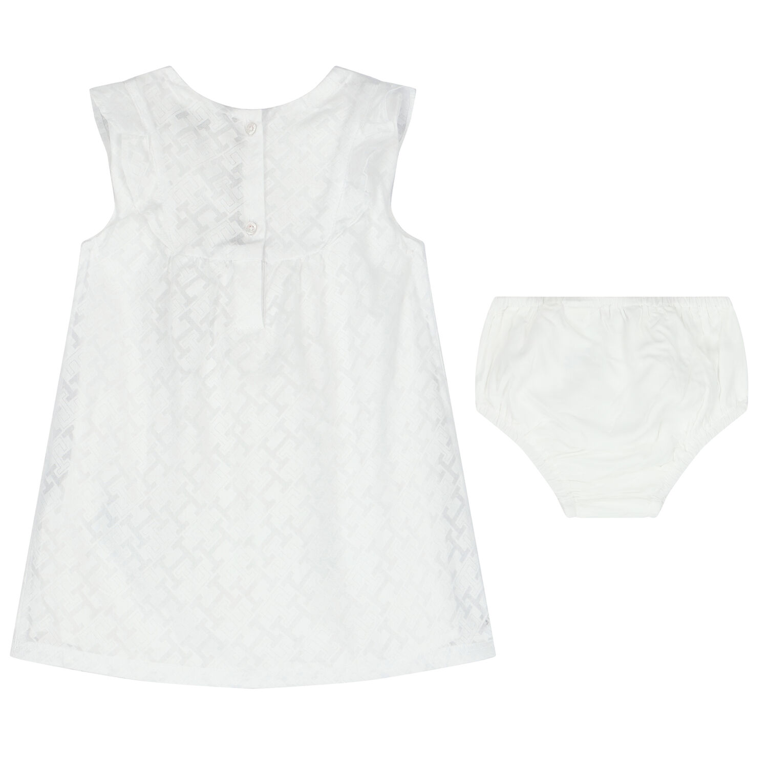 فستان بنات بالشعار باللون الابيض, 1, hi-res