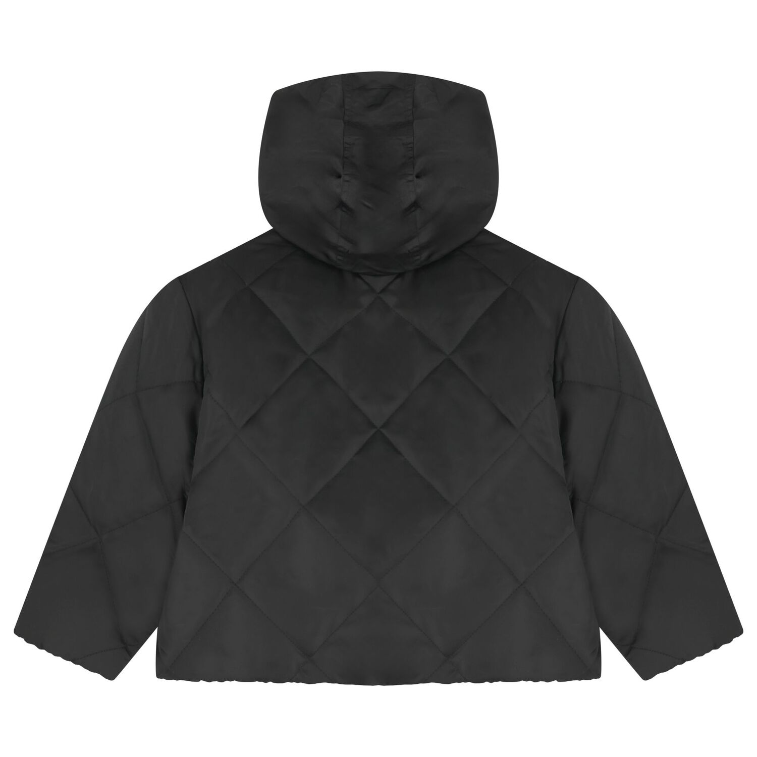 جاكيت منفوخ قابل للعكس بشعار فضي وأسود للبنات, 1, hi-res