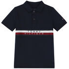 Boys Navy Blue Logo Polo Shirt, 1, hi-res