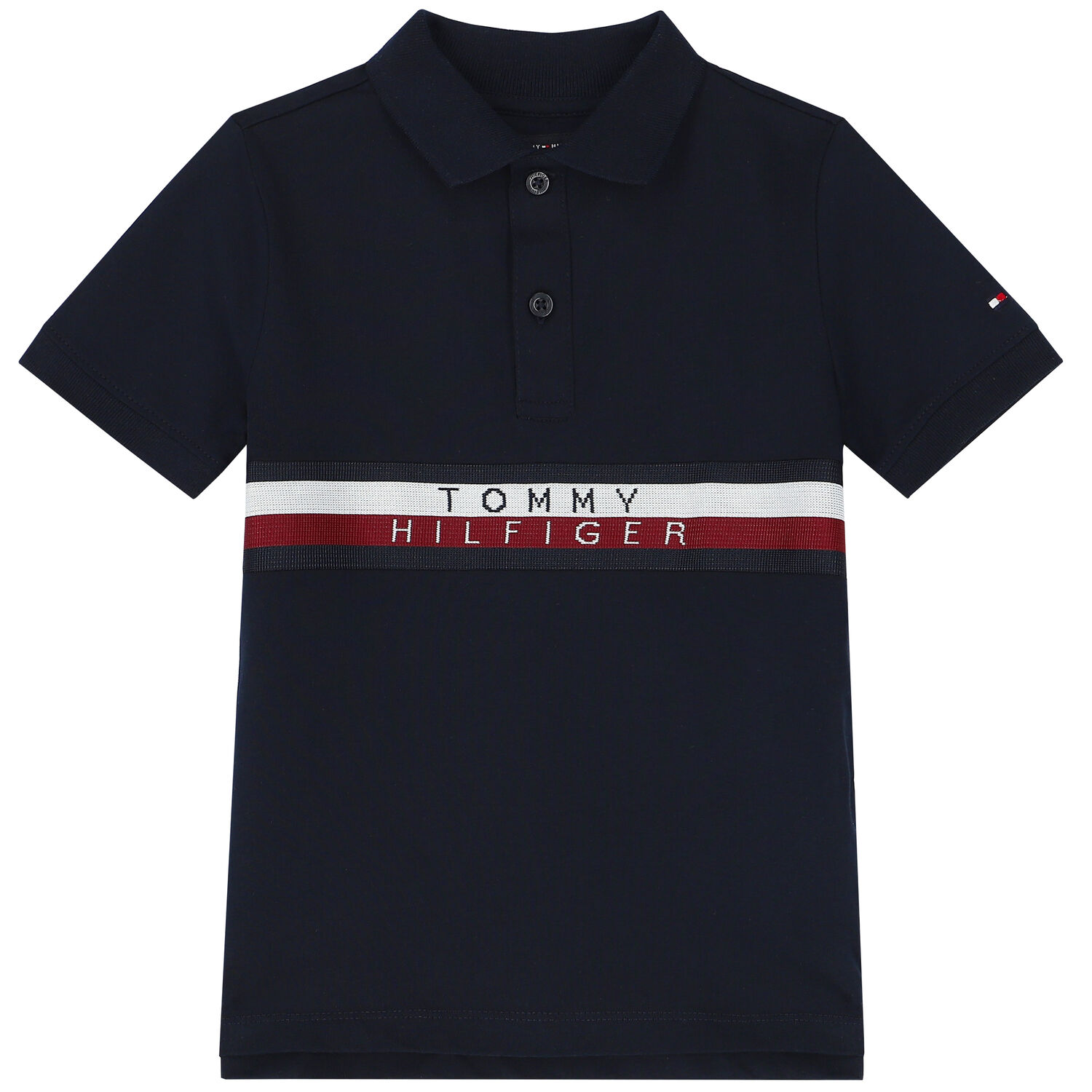 Boys Navy Blue Logo Polo Shirt, 1, hi-res