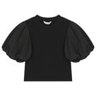 Girls Black Ribbed Top, 2, hi-res