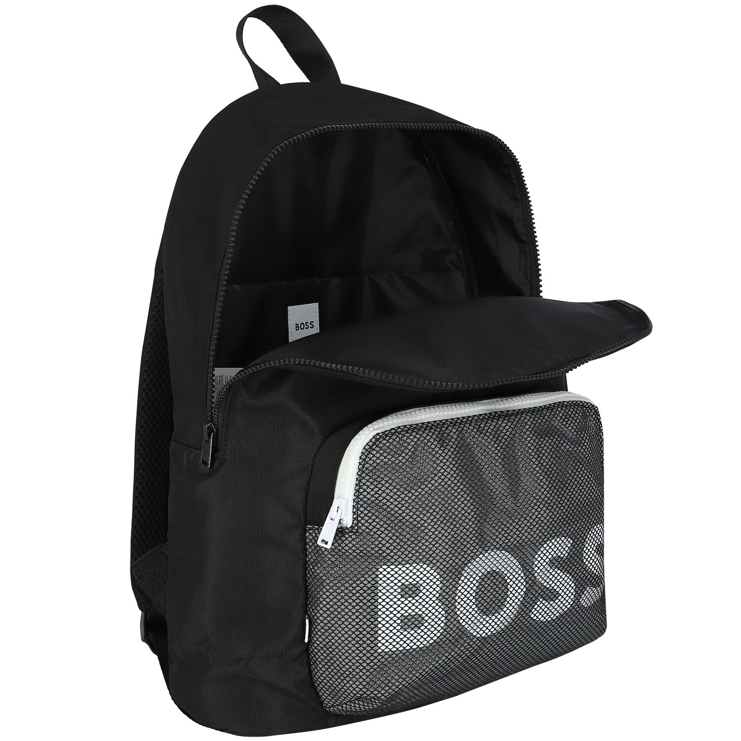 Boys Black & Grey Logo Backpack, 1, hi-res