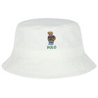 Boys White Bear Logo Hat, 1, hi-res