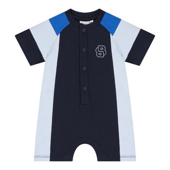 Baby Boys Navy Blue Logo Romper