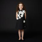 Girls Black & White Floral Dress, 1, hi-res