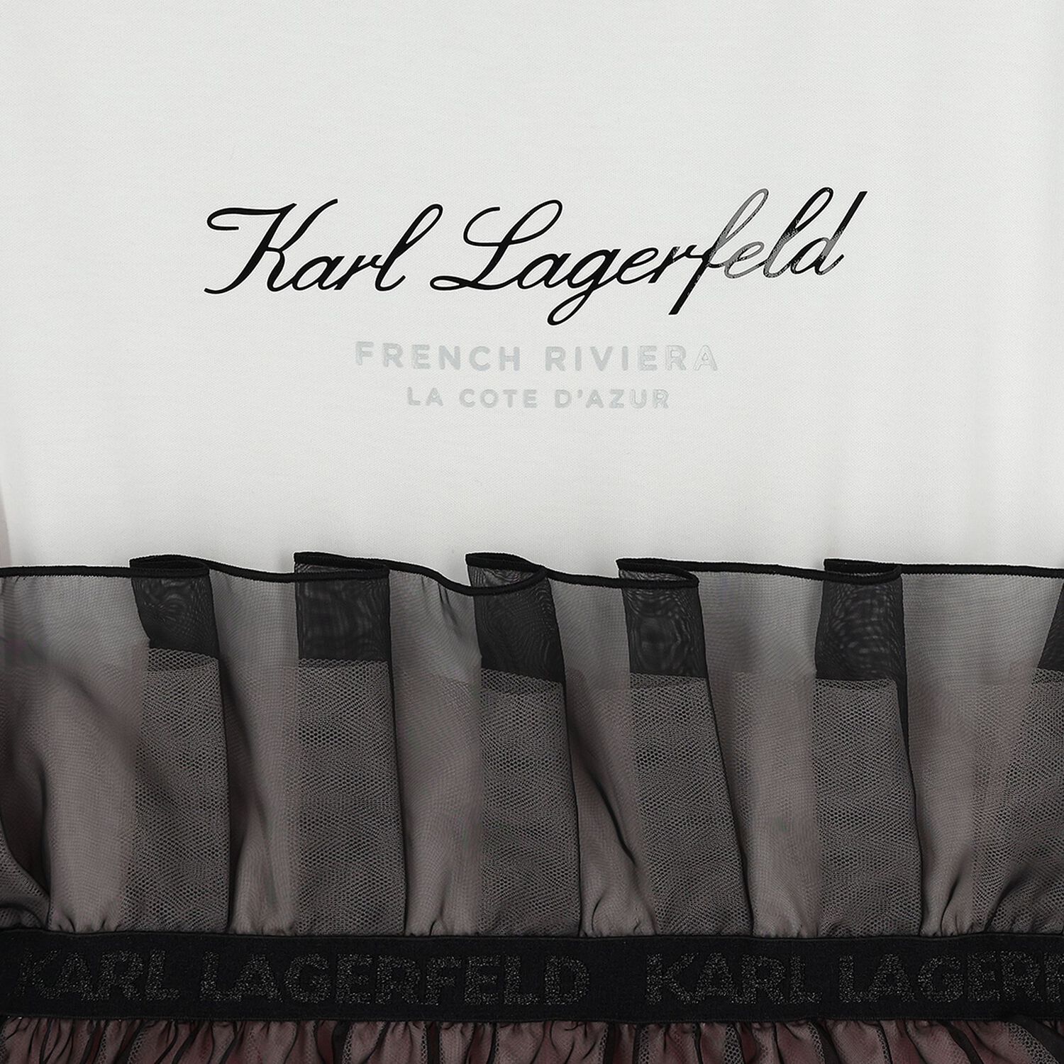 Girls White & Black Organza Dress, 1, hi-res