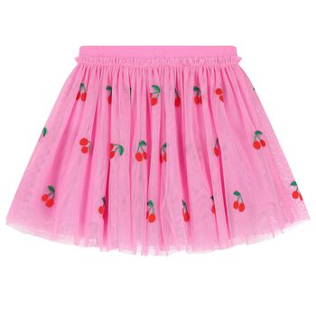 Younger Girls Pink Tulle Cherry Skirt