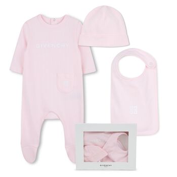Baby Girls Pink Logo Babygrow Gift Set