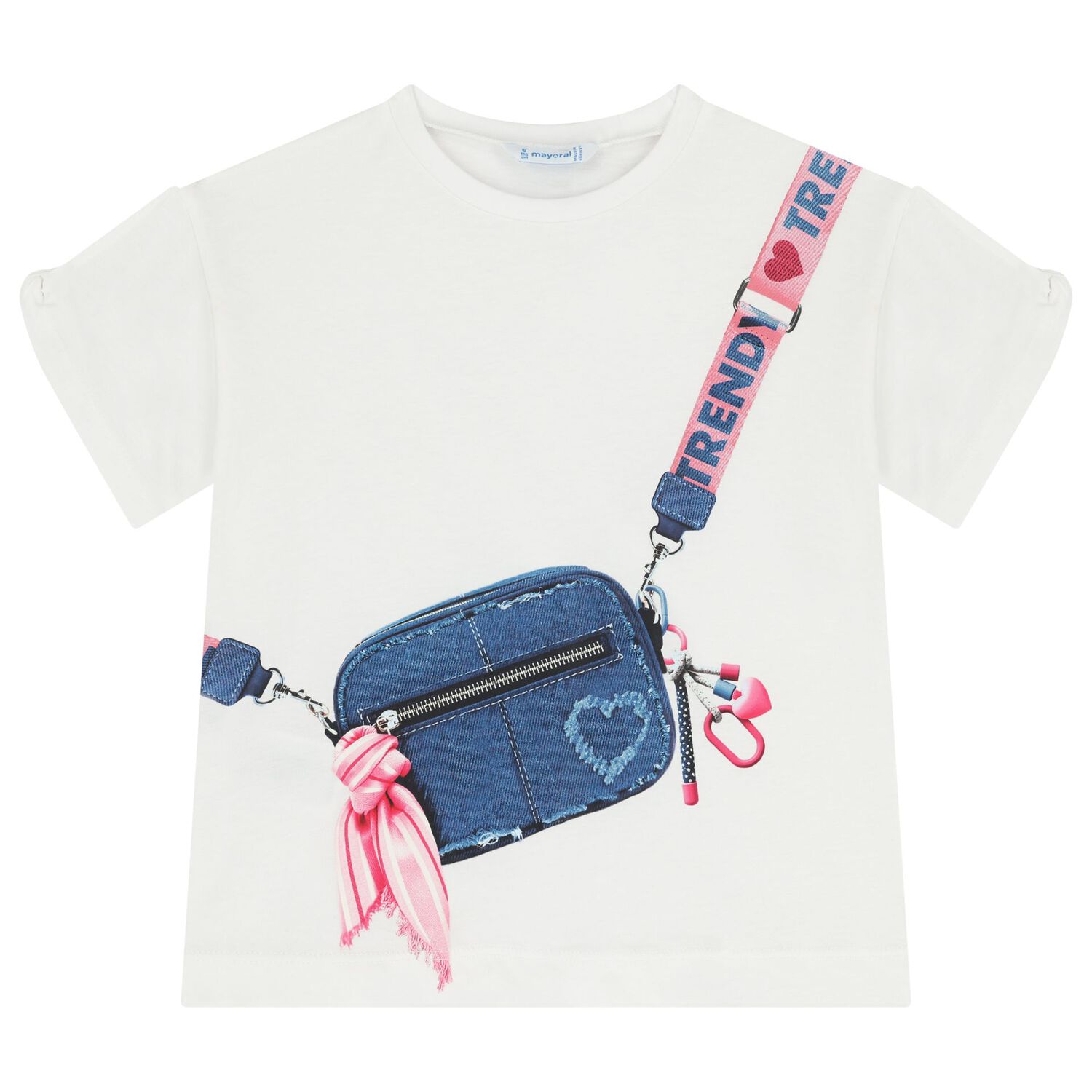 Girls White & Denim Blue Heart Leggings Set, 1, hi-res