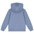Boys Blue Logo Hooded Zip Up Top, 1, hi-res
