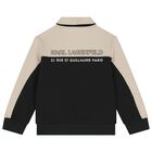 Boys Beige & Black Logo Zip Up Top, 1, hi-res