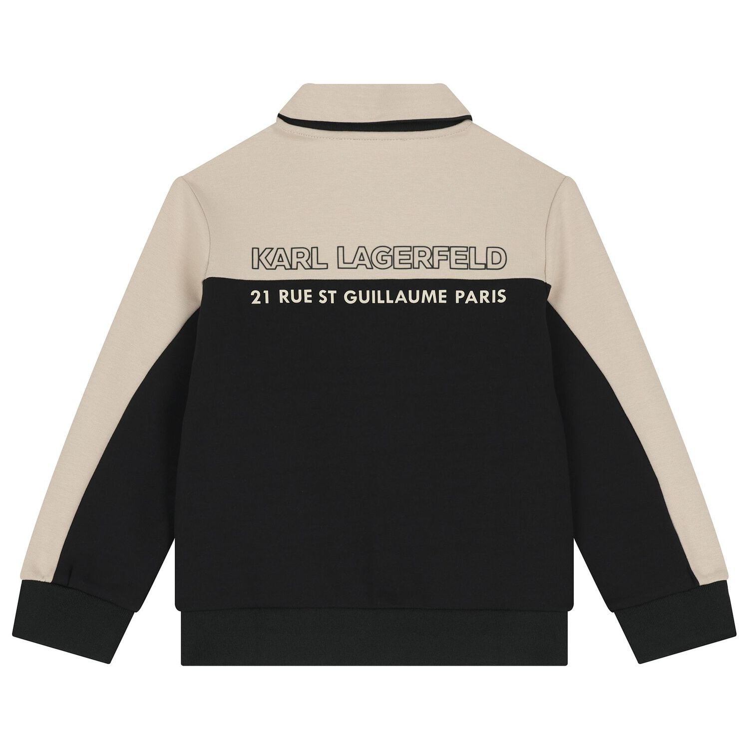 Boys Beige & Black Logo Zip Up Top, 1, hi-res