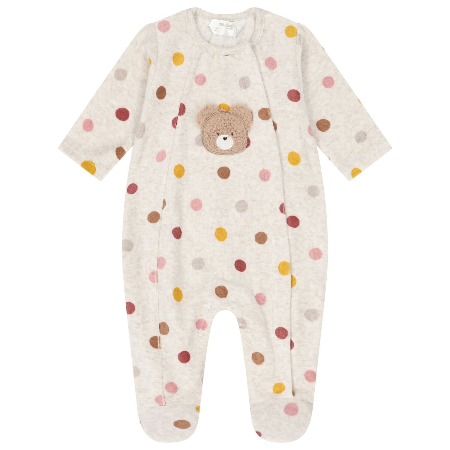 Baby Girls Grey Teddy Bear Logo Babygrow, 1, hi-res