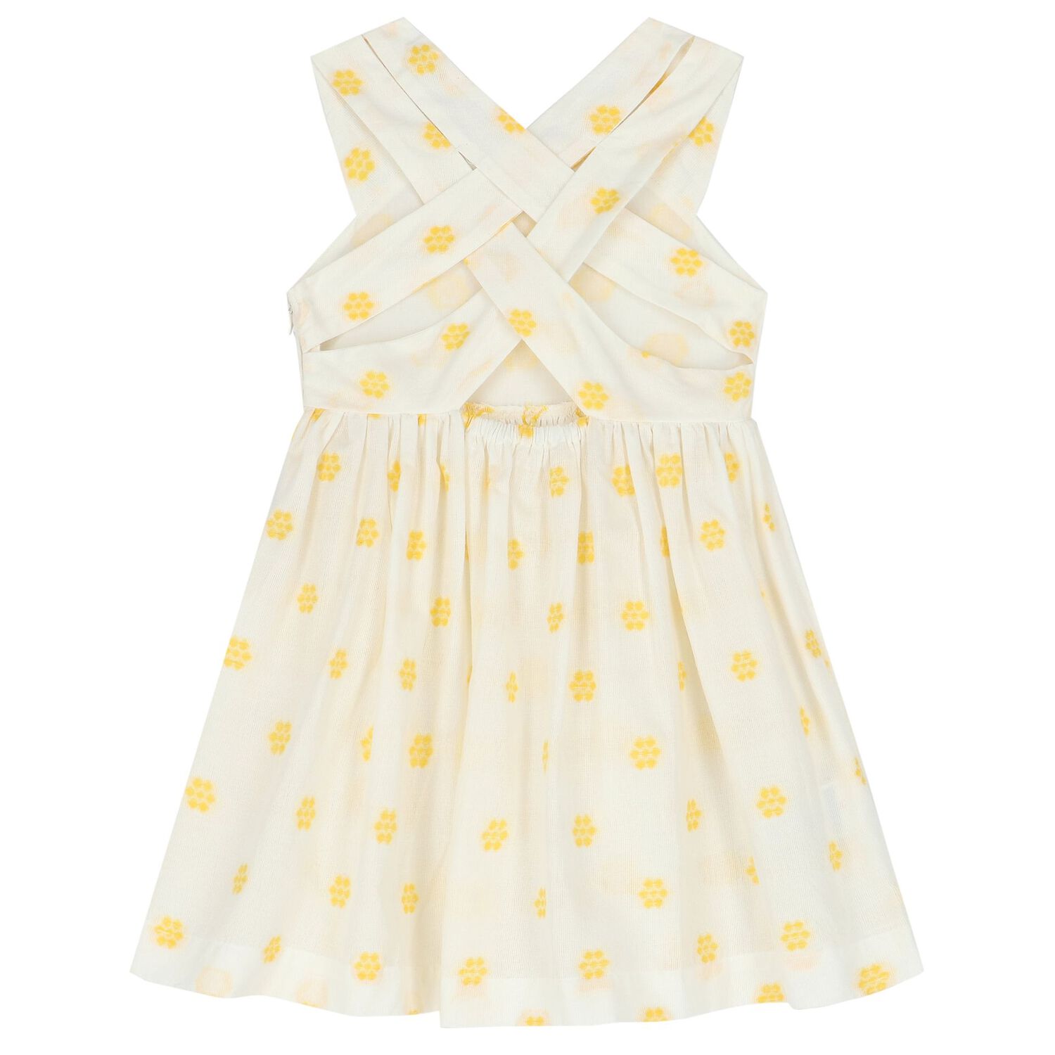 فستان بنات جاكار باللون العاجي, 1, hi-res image number null