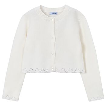 Mayoral Girls Ivory Knitted Cardigan, 5 Girls Ivory Knitted Cardigan