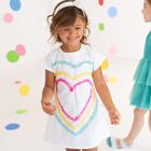 Girls White Heart Dress, 1, hi-res