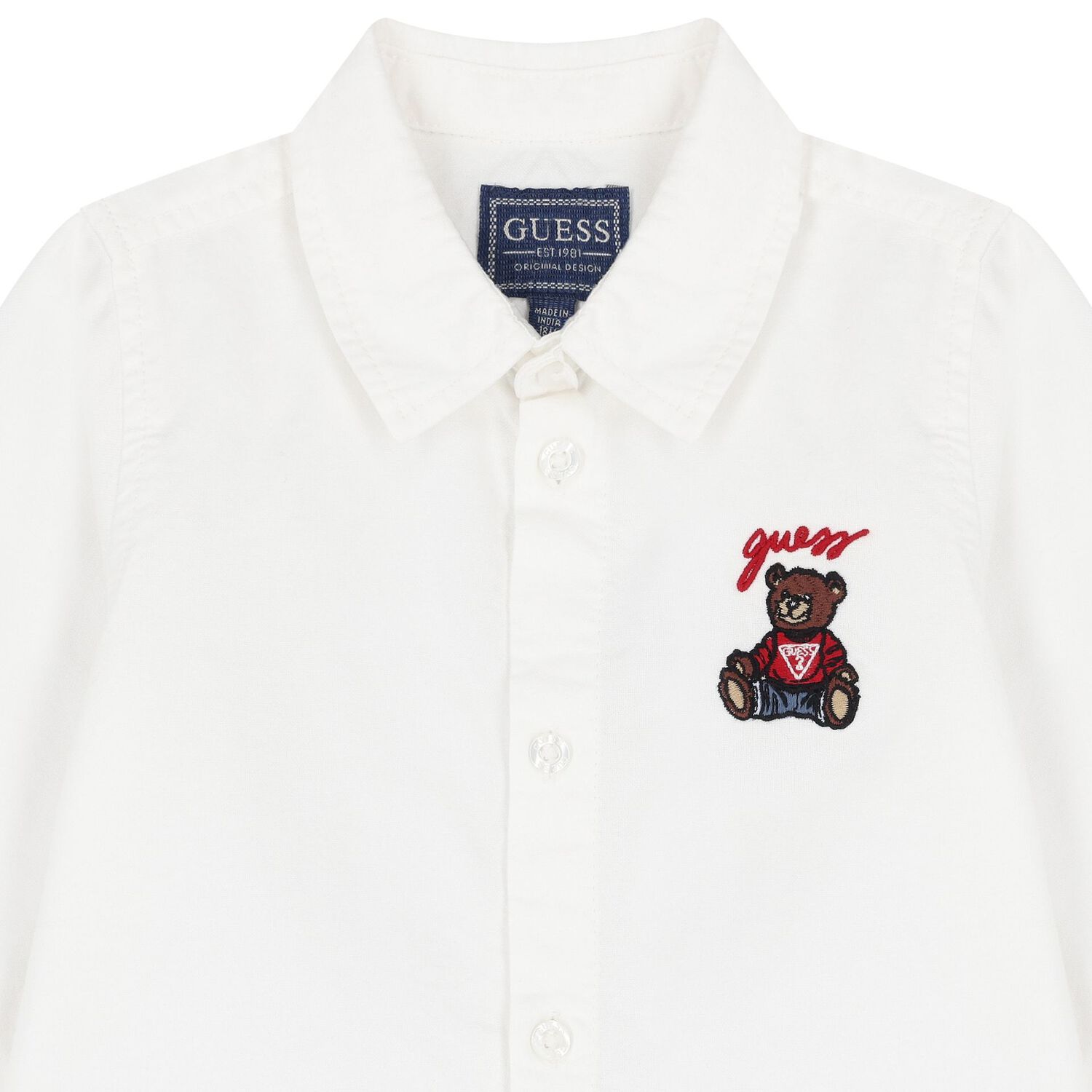 Baby Boys White Teddy Bear Logo Shirt, 1, hi-res image number null