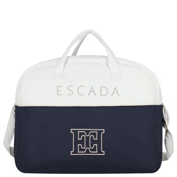 Baby Girls White & Navy Blue Logo Changing Bag