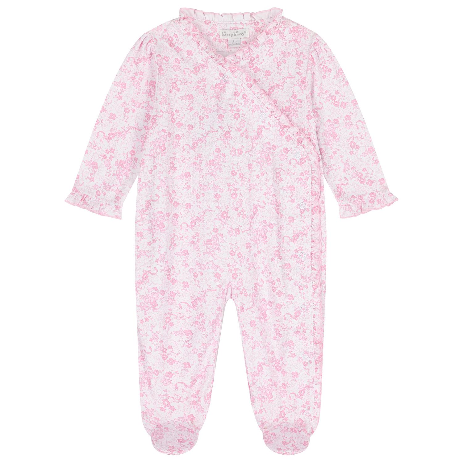 Baby Girls White & Pink Old English Roses Babygrow, 1, hi-res image number null