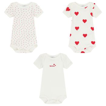 بودى سوت بنات بطبعه قلب باللون العاجى ( 3 قطع ) 