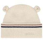 Beige Hat & Bootie Logo Baby Gift Set, 1, hi-res
