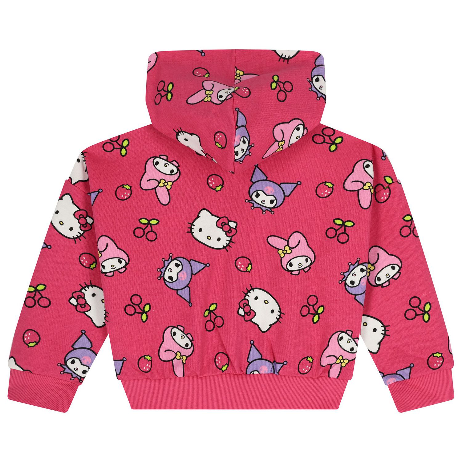 Girls Pink Hello Kitty Hooded Zip Up Top, 1, hi-res