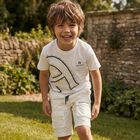 Boys White Logo Shorts, 1, hi-res